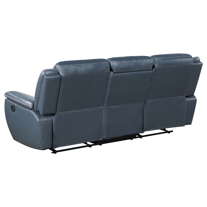 Sloane Upholstered Padded Arm Reclining Sofa Blue