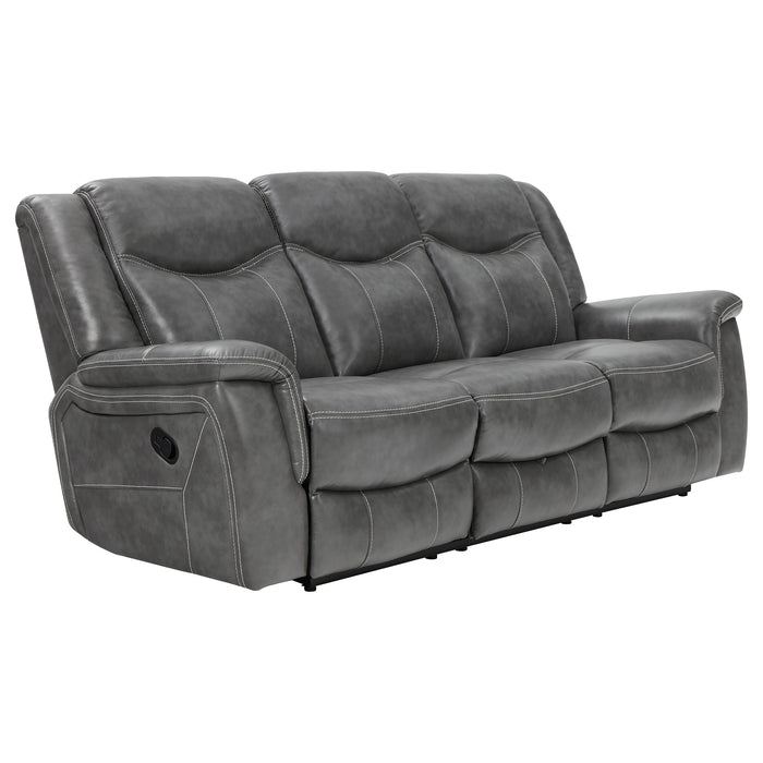 Conrad 2-piece Upholstered Padded Arm Motion Sofa Set Grey