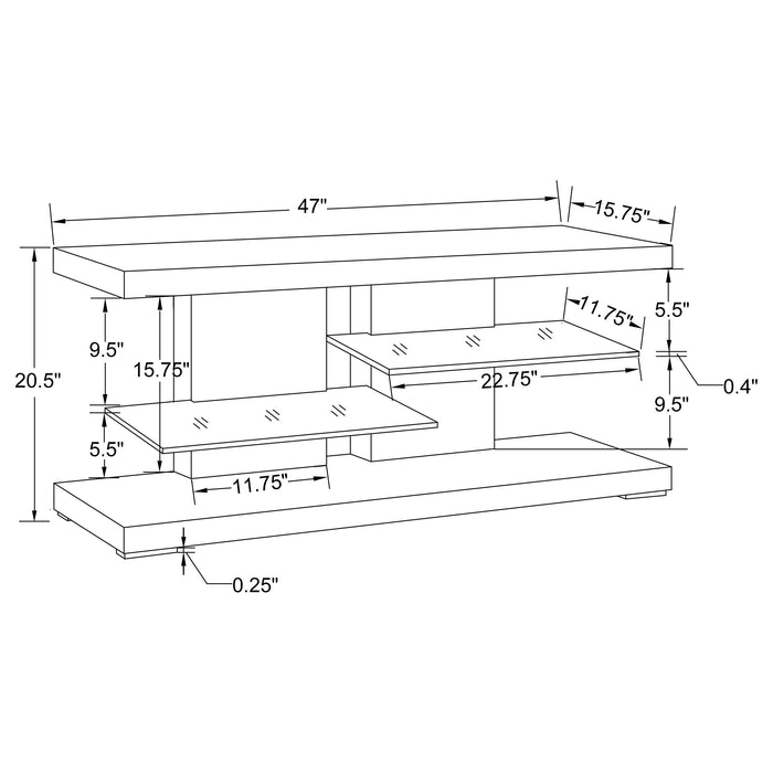 Cogswell 2-shelf Wood 47" TV Stand White High Gloss