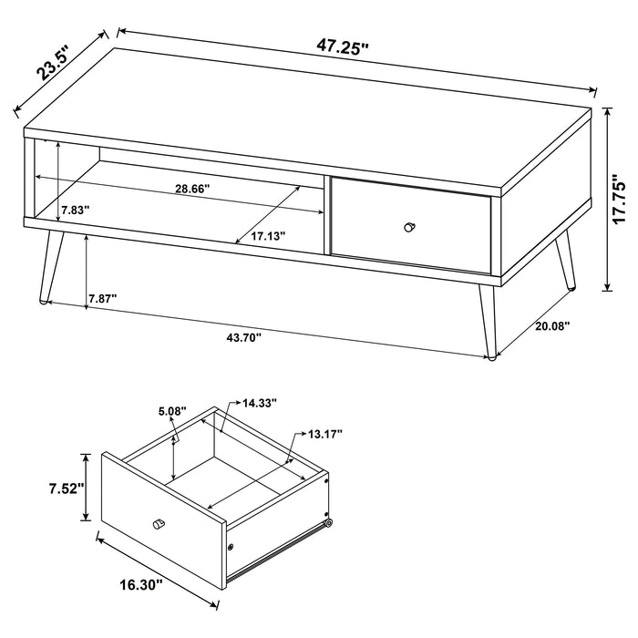 Welsh 1-drawer Engineered Wood Coffee Table Distressed Pine