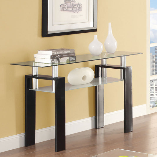 Dyer Rectangular Glass Top Entryway Sofa Console Table Black