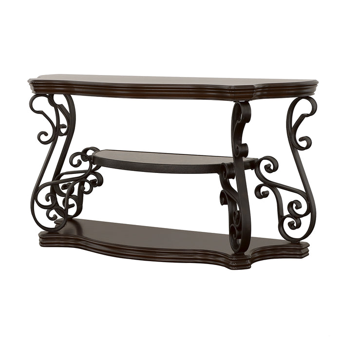 Laney Scrollwork Entryway Sofa Console Table Deep Merlot