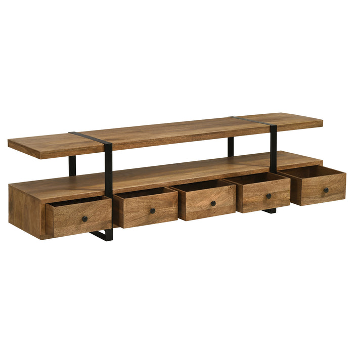 Otto 5-drawer Mango Wood 70-inch TV Stand Media Console Brown