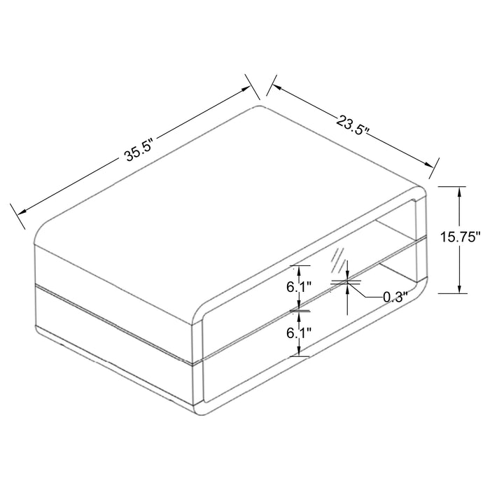 Elana 1-shelf Rectangular Coffee Table White High Gloss