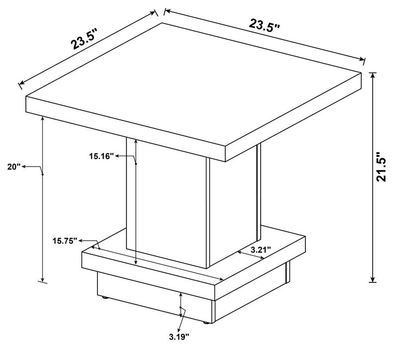 Reston Square Engineered Wood Side End Table Cappuccino