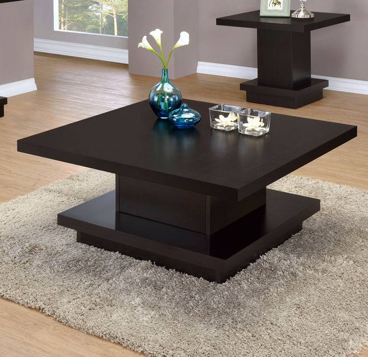 Reston Square Engineered Wood Coffee Table with Casters Cappuccino