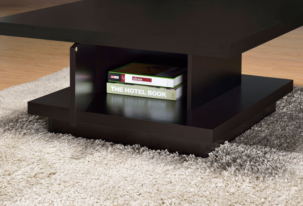 Reston Square Engineered Wood Coffee Table with Casters Cappuccino