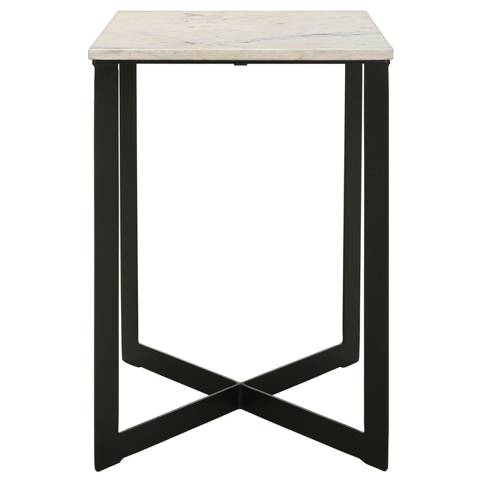 Tobin Square Marble Top End Table White and Black