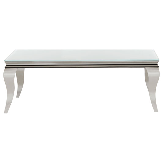 Carone Rectangular Glass Top Coffee Table White and Chrome