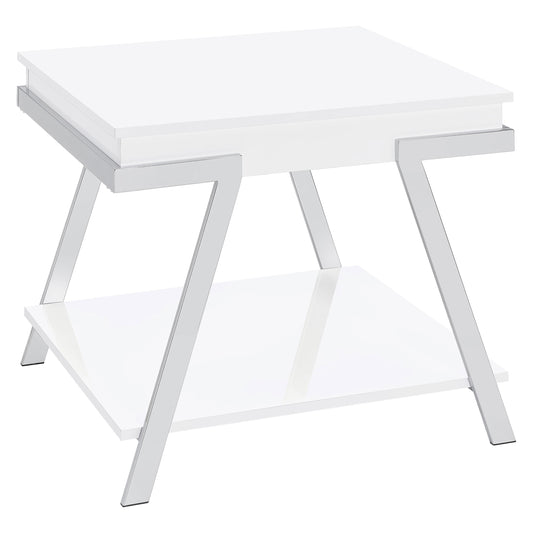 Marcia Rectangular Side End Table White High Gloss