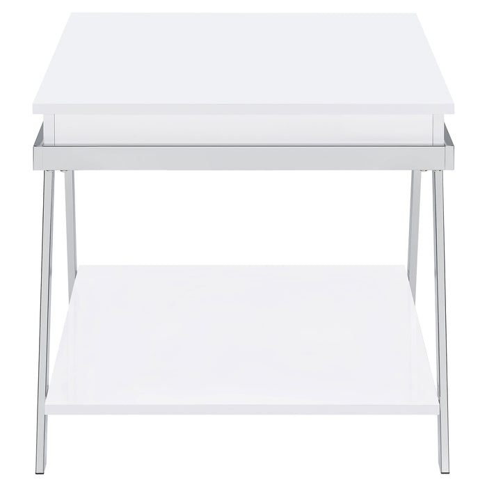 Marcia Rectangular Side End Table White High Gloss