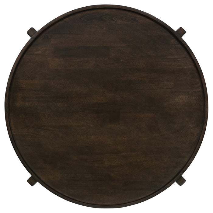 Cota Round Solid Wood Coffee Table Dark Brown