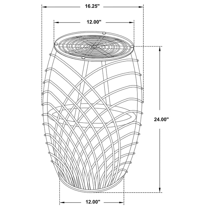 Dahlia Round Glass Top Woven Rattan End Table Natural