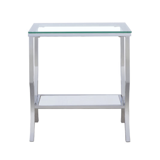 Saide Square Glass Top Side End Table Chrome