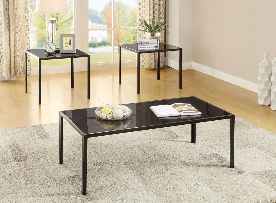 Brock Rectangular Glass Top Coffee Table Set Black