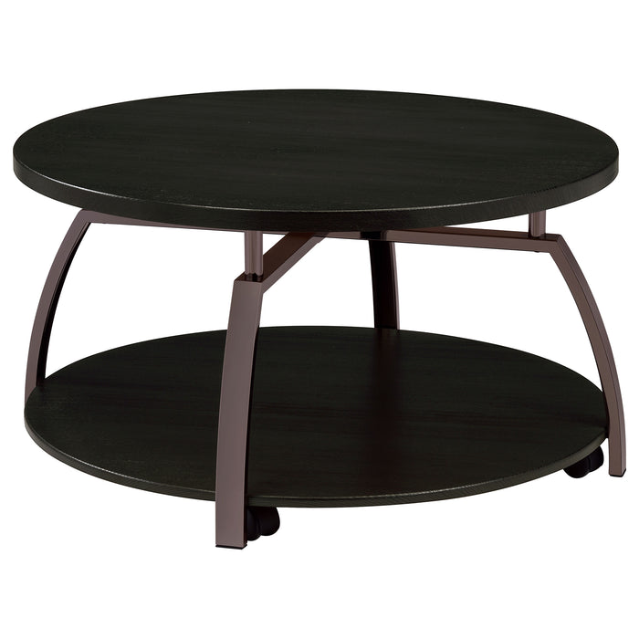 Dacre Round Engineered Wood Top Coffee Table Dark Charcoal