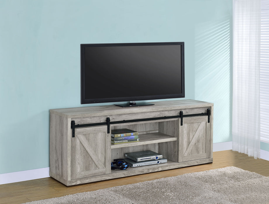 Brockton 2-door Engineered Wood 71-inch TV Stand Grey Driftwood