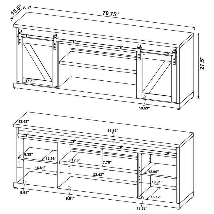 Brockton 2-door Engineered Wood 71-inch TV Stand Grey Driftwood