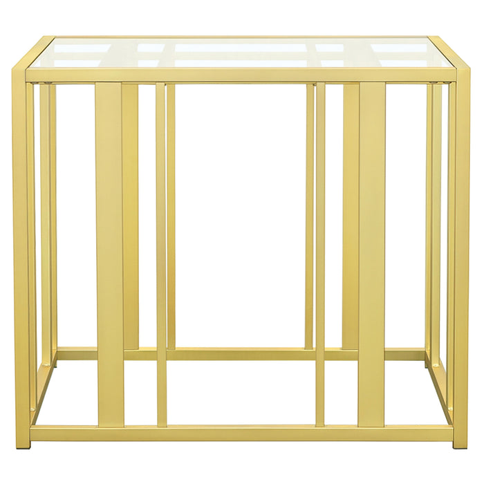 Adri Rectangular Glass Top Side End Table Matte Brass