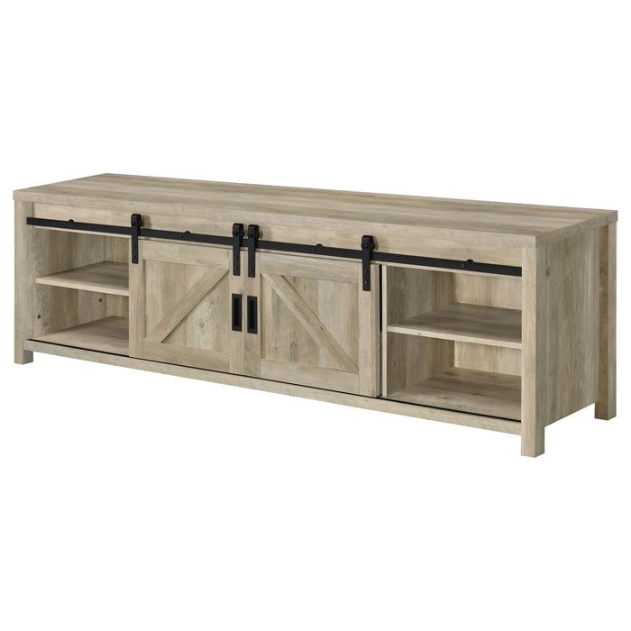 Madra 2-door Engineered Wood 79" TV Stand Distressed Pine