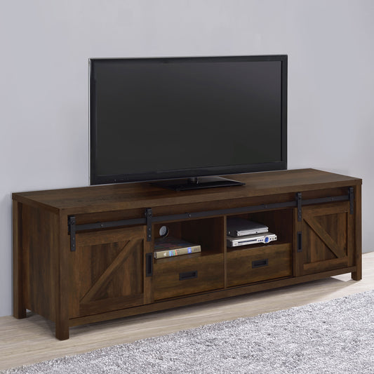 Madra 2-door Engineered Wood 79" TV Stand Dark Pine