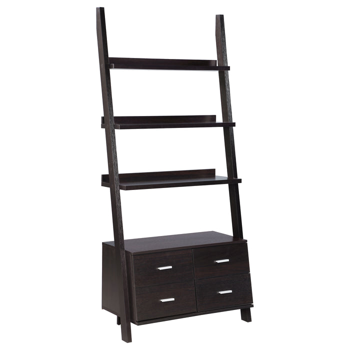 Colella 72-inch 5-shelf Storage Ladder Bookshelf Cappuccino