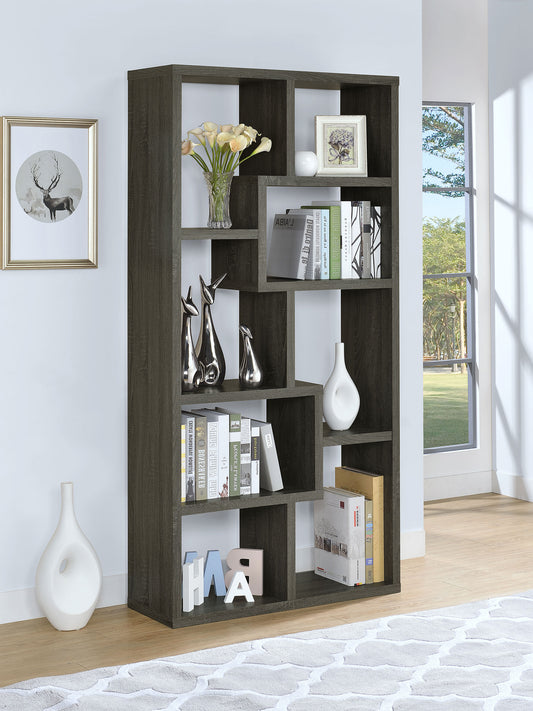 Theo 71-inch 7-shelf Bookshelf Weathered Grey