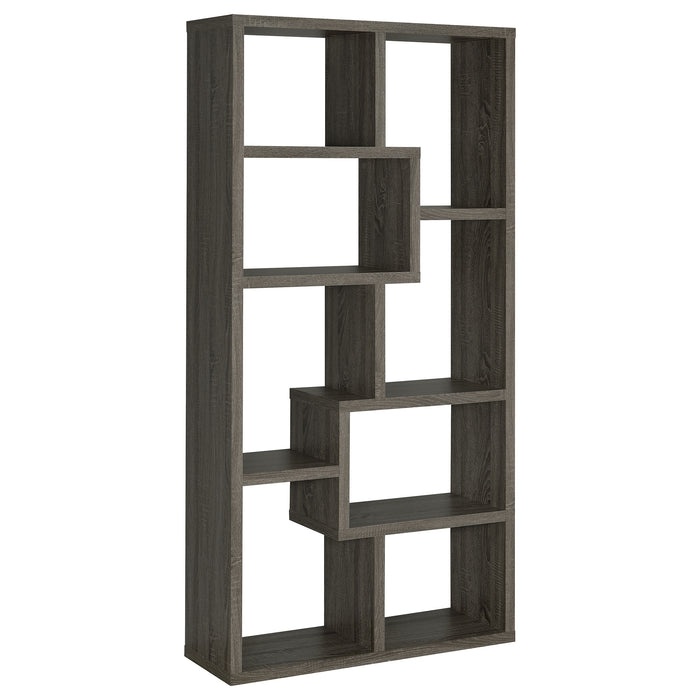 Theo 71-inch 7-shelf Bookshelf Weathered Grey