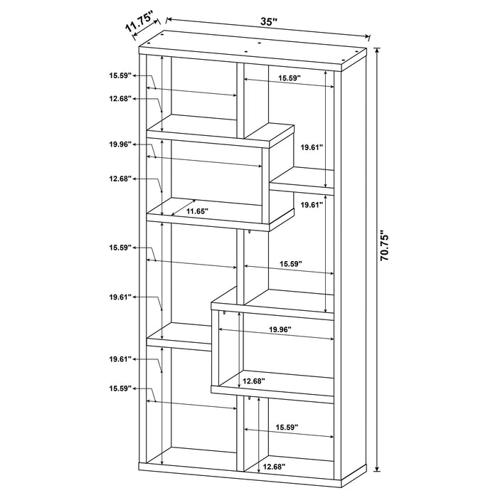 Theo 71-inch 7-shelf Bookshelf Weathered Grey