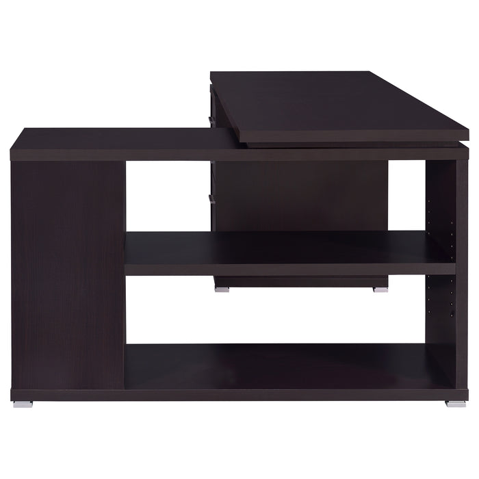 Yvette 60-inch 3-drawer L-Shape Computer Desk Cappuccino