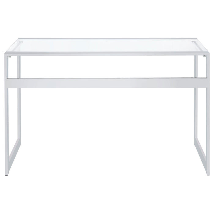 Hartford 47-inch Glass Top Writing Desk Chrome