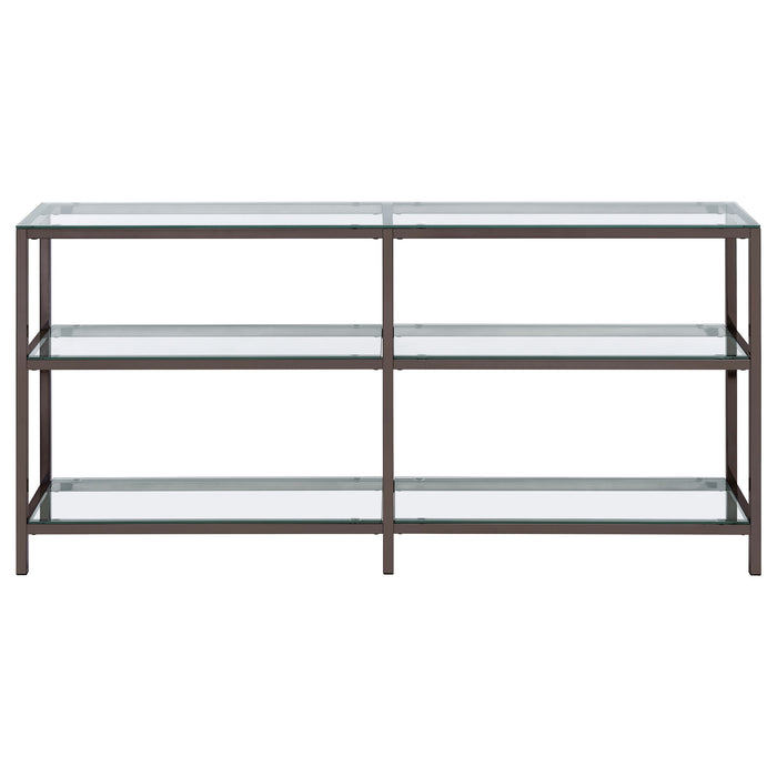 Kate 55-inch 2-shelf Console Bookcases Black Nickel