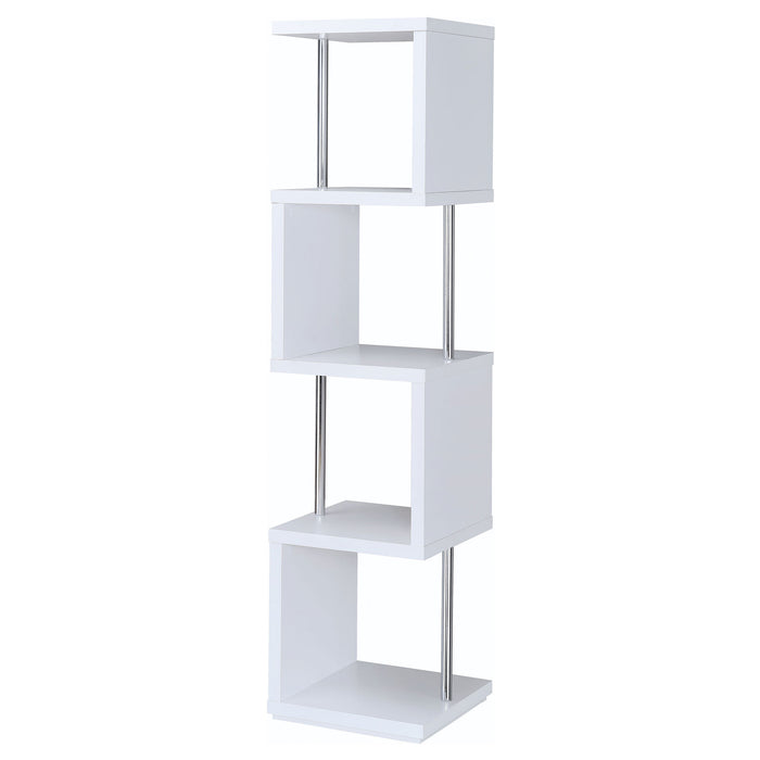 Baxter 67-inch 4-shelf Bookshelf White and Chrome