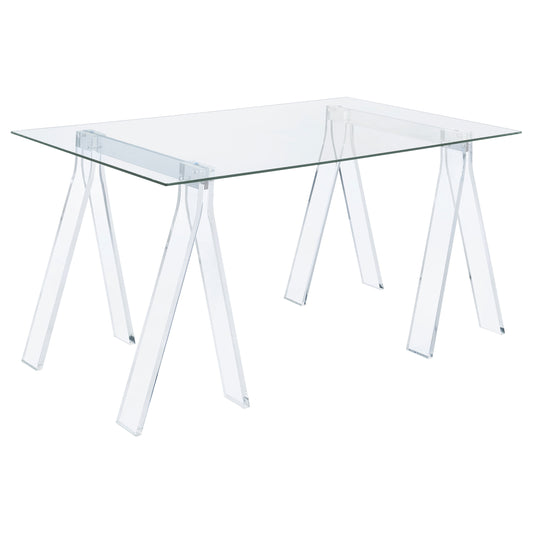 Amaturo 59-inch Glass Top Acrylic Writing Desk Clear