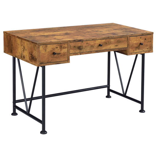 Analiese 47-inch 3-drawer Writing Desk Rustic Nutmeg