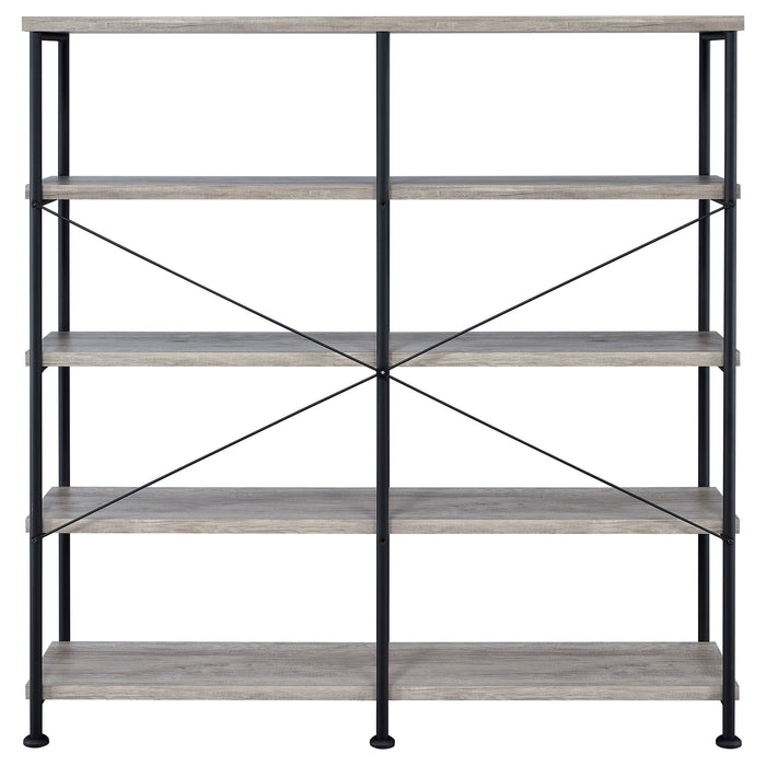 Analiese 63-inch 4-shelf Double Bookshelf Grey Driftwood