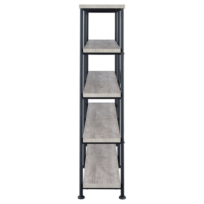 Analiese 63-inch 4-shelf Double Bookshelf Grey Driftwood