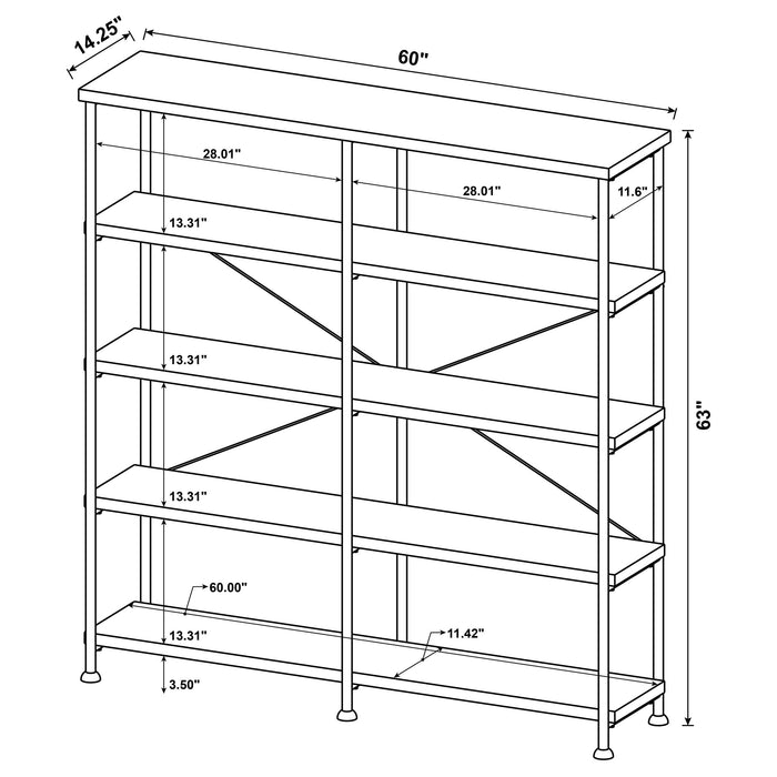 Analiese 63-inch 4-shelf Double Bookshelf Grey Driftwood