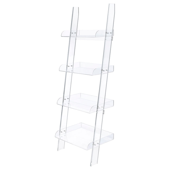 Amaturo 72-inch 4-shelf Acrylic Ladder Bookshelf Clear