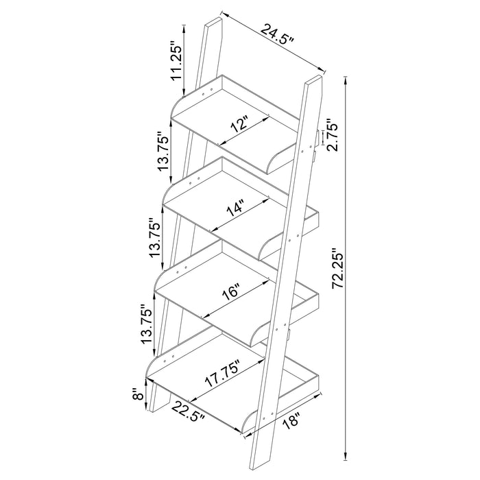 Amaturo 72-inch 4-shelf Acrylic Ladder Bookshelf Clear