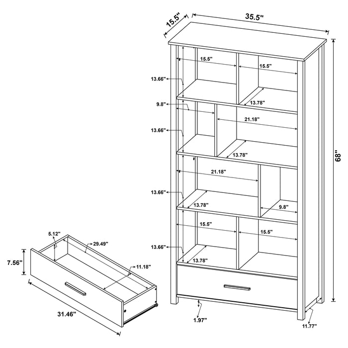 Dylan 68-inch 4-shelf Storage Bookshelf White High Gloss