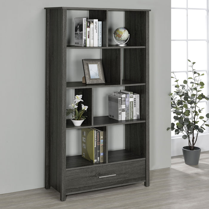 Dylan 68-inch 4-shelf Storage Bookshelf Weathered Grey