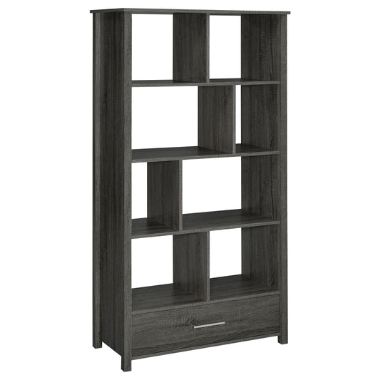 Dylan 68-inch 4-shelf Storage Bookshelf Weathered Grey