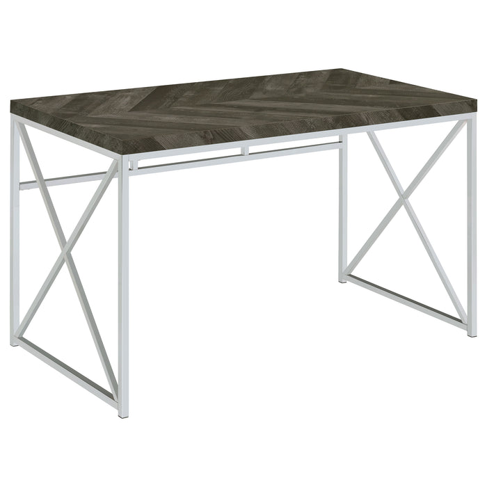 Grimma 47-inch Writing Office Desk Rustic Grey and Chrome