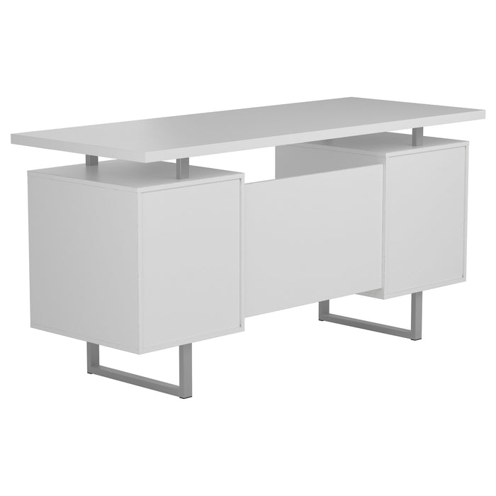 Lawtey 60-inch 2-drawer Computer Desk White High Gloss