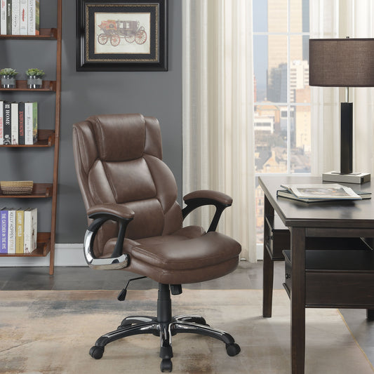 Nerris Upholstered Adjustable Home Office Desk Chair Brown