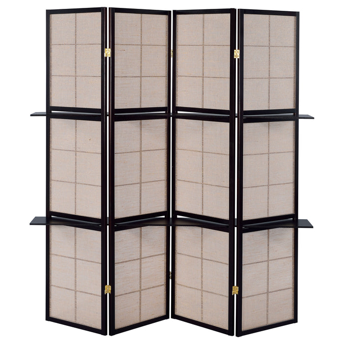 Iggy 4-Panel Room Divider Folding Shoji Screen Cappuccino