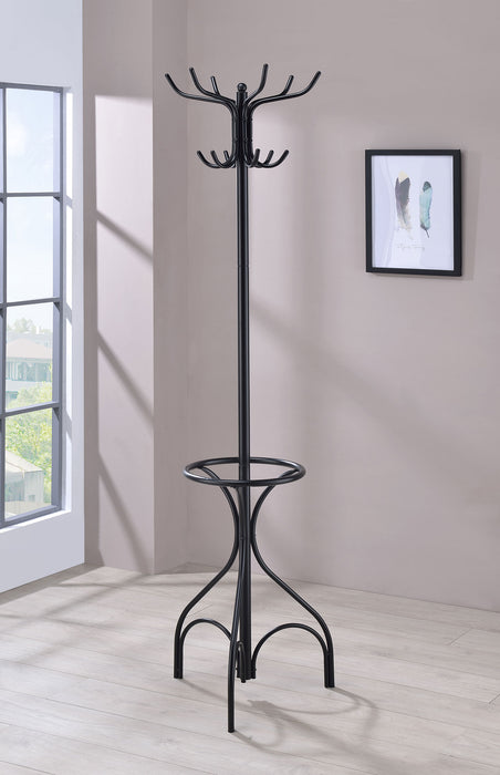 Kiefer 12 Hook Freestanding Metal Coat Rack Hat Hanger Black