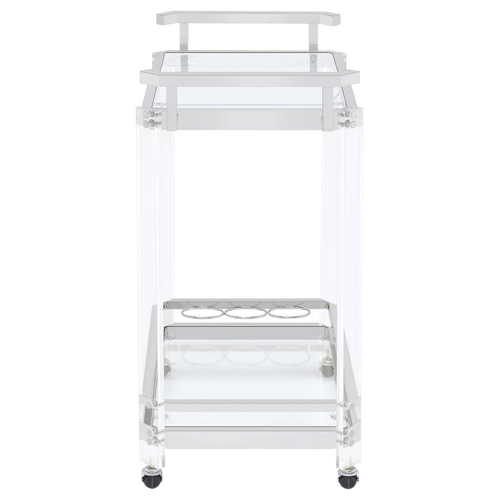 Jefferson 2-tier Glass Shelf Acrylic Bar Cart Chrome