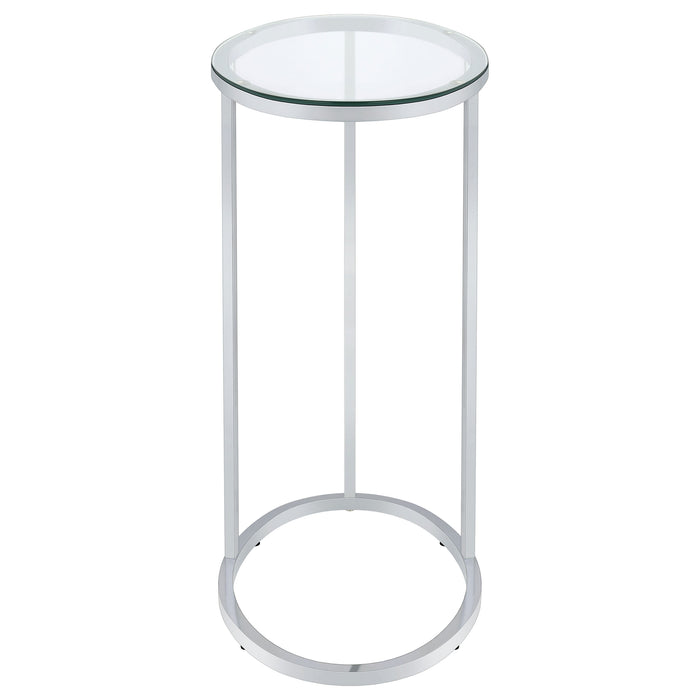 Kyle Oval Glass Top C-Shaped Sofa Side Table Chrome